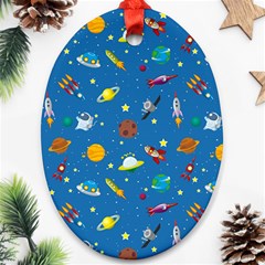 Space Rocket Solar System Pattern Ornament (oval) by Bangk1t