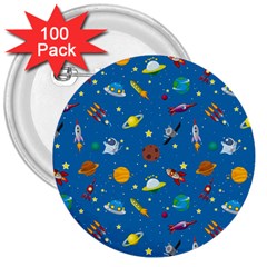 Space Rocket Solar System Pattern 3  Buttons (100 Pack)  by Bangk1t