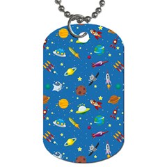 Space Rocket Solar System Pattern Dog Tag (one Side) by Bangk1t