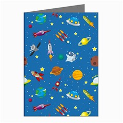 Space Rocket Solar System Pattern Greeting Cards (pkg Of 8) by Bangk1t