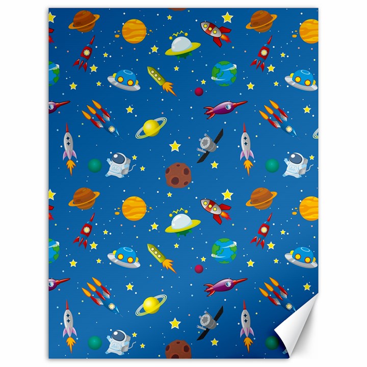 Space Rocket Solar System Pattern Canvas 12  x 16 