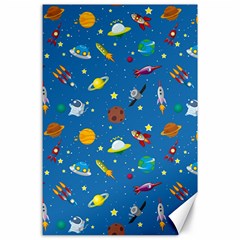 Space Rocket Solar System Pattern Canvas 24  X 36  by Bangk1t