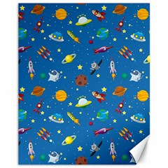 Space Rocket Solar System Pattern Canvas 11  X 14  by Bangk1t