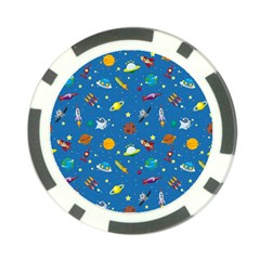 Space Rocket Solar System Pattern Poker Chip Card Guard by Bangk1t