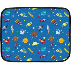 Space Rocket Solar System Pattern Two Sides Fleece Blanket (mini) by Bangk1t