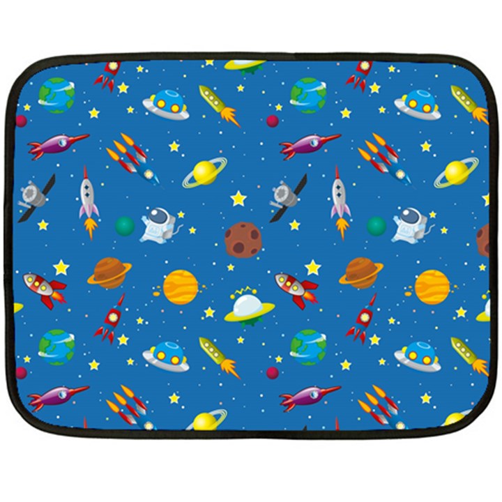 Space Rocket Solar System Pattern Two Sides Fleece Blanket (Mini)