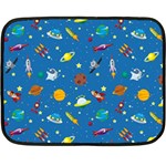 Space Rocket Solar System Pattern Two Sides Fleece Blanket (Mini) 35 x27  Blanket Back