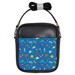 Space Rocket Solar System Pattern Girls Sling Bag by Bangk1t