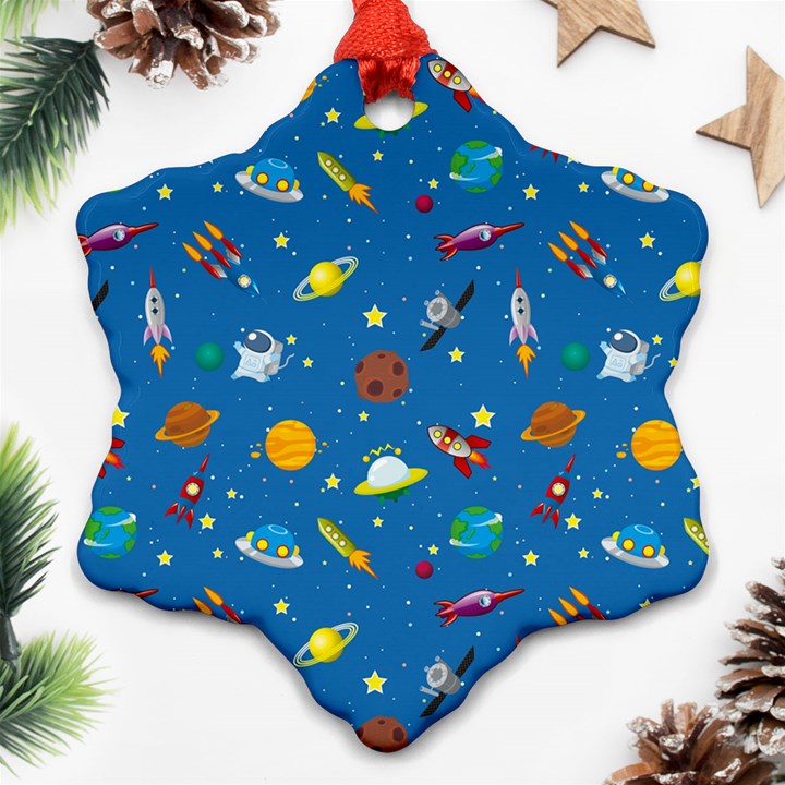 Space Rocket Solar System Pattern Ornament (Snowflake)