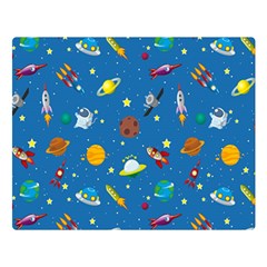 Space Rocket Solar System Pattern Two Sides Premium Plush Fleece Blanket (large) by Bangk1t