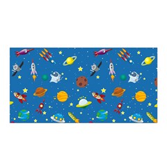 Space Rocket Solar System Pattern Satin Wrap 35  X 70  by Bangk1t