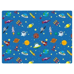 Space Rocket Solar System Pattern Premium Plush Fleece Blanket (extra Small) by Bangk1t