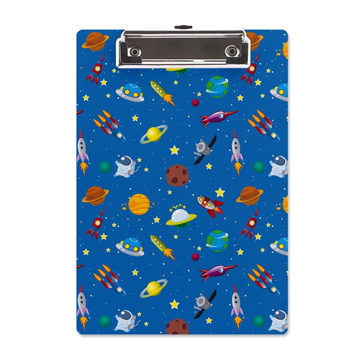 Space Rocket Solar System Pattern A5 Acrylic Clipboard