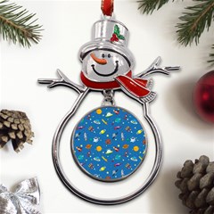 Space Rocket Solar System Pattern Metal Snowman Ornament by Bangk1t