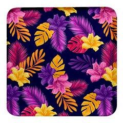 Tropical Pattern Square Glass Fridge Magnet (4 Pack)