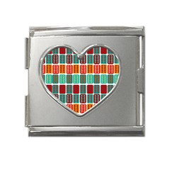 Bricks Abstract Seamless Pattern Mega Link Heart Italian Charm (18mm) by Bangk1t