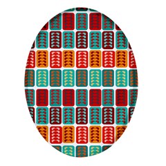 Bricks Abstract Seamless Pattern Oval Glass Fridge Magnet (4 Pack)