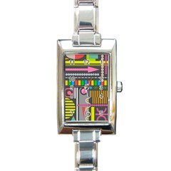 Pattern Geometric Abstract Colorful Arrow Line Circle Triangle Rectangle Italian Charm Watch by Bangk1t