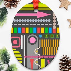 Pattern Geometric Abstract Colorful Arrow Line Circle Triangle Ornament (oval) by Bangk1t