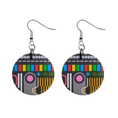 Pattern Geometric Abstract Colorful Arrow Line Circle Triangle Mini Button Earrings by Bangk1t