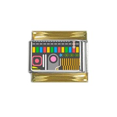 Pattern Geometric Abstract Colorful Arrow Line Circle Triangle Gold Trim Italian Charm (9mm) by Bangk1t