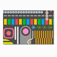 Pattern Geometric Abstract Colorful Arrow Line Circle Triangle Postcard 4 x 6  (pkg Of 10) by Bangk1t