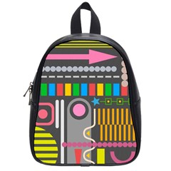 Pattern Geometric Abstract Colorful Arrow Line Circle Triangle School Bag (small) by Bangk1t