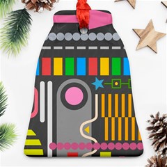 Pattern Geometric Abstract Colorful Arrow Line Circle Triangle Bell Ornament (two Sides) by Bangk1t