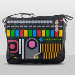 Pattern Geometric Abstract Colorful Arrow Line Circle Triangle Messenger Bag by Bangk1t