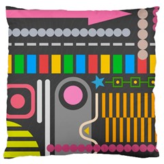 Pattern Geometric Abstract Colorful Arrow Line Circle Triangle Large Cushion Case (one Side) by Bangk1t