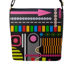 Pattern Geometric Abstract Colorful Arrow Line Circle Triangle Flap Closure Messenger Bag (l) by Bangk1t