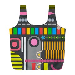 Pattern Geometric Abstract Colorful Arrow Line Circle Triangle Full Print Recycle Bag (l) by Bangk1t