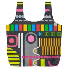 Pattern Geometric Abstract Colorful Arrow Line Circle Triangle Full Print Recycle Bag (xl) by Bangk1t