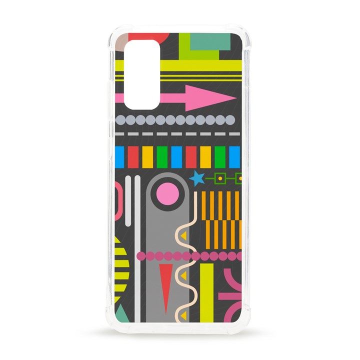 Pattern Geometric Abstract Colorful Arrow Line Circle Triangle Samsung Galaxy S20 6.2 Inch TPU UV Case