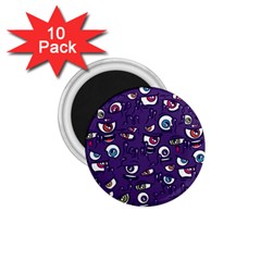 Eye Artwork Decor Eyes Pattern Purple Form Backgrounds Illustration 1.75  Magnets (10 pack) 