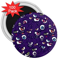 Eye Artwork Decor Eyes Pattern Purple Form Backgrounds Illustration 3  Magnets (100 pack)