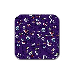 Eye Artwork Decor Eyes Pattern Purple Form Backgrounds Illustration Rubber Square Coaster (4 Pack) by Bangk1t