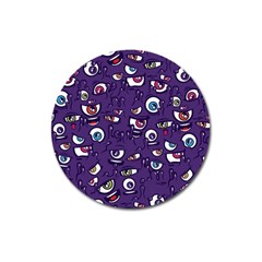 Eye Artwork Decor Eyes Pattern Purple Form Backgrounds Illustration Magnet 3  (Round)