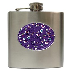 Eye Artwork Decor Eyes Pattern Purple Form Backgrounds Illustration Hip Flask (6 Oz) by Bangk1t