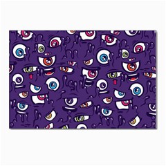 Eye Artwork Decor Eyes Pattern Purple Form Backgrounds Illustration Postcards 5  X 7  (pkg Of 10)