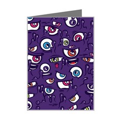 Eye Artwork Decor Eyes Pattern Purple Form Backgrounds Illustration Mini Greeting Card