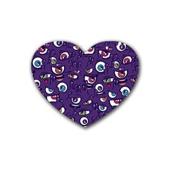 Eye Artwork Decor Eyes Pattern Purple Form Backgrounds Illustration Rubber Coaster (heart) by Bangk1t