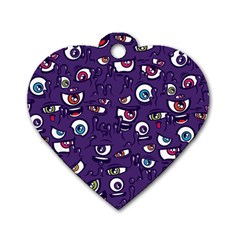 Eye Artwork Decor Eyes Pattern Purple Form Backgrounds Illustration Dog Tag Heart (One Side)