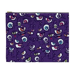 Eye Artwork Decor Eyes Pattern Purple Form Backgrounds Illustration Cosmetic Bag (XL)