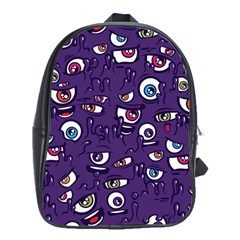 Eye Artwork Decor Eyes Pattern Purple Form Backgrounds Illustration School Bag (xl) by Bangk1t