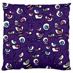 Eye Artwork Decor Eyes Pattern Purple Form Backgrounds Illustration Standard Premium Plush Fleece Cushion Case (Two Sides)