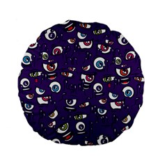 Eye Artwork Decor Eyes Pattern Purple Form Backgrounds Illustration Standard 15  Premium Flano Round Cushions