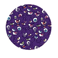 Eye Artwork Decor Eyes Pattern Purple Form Backgrounds Illustration Mini Round Pill Box by Bangk1t