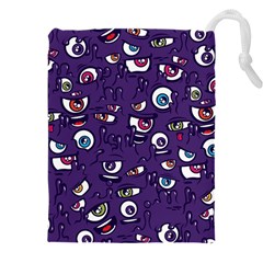 Eye Artwork Decor Eyes Pattern Purple Form Backgrounds Illustration Drawstring Pouch (5XL)