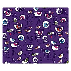 Eye Artwork Decor Eyes Pattern Purple Form Backgrounds Illustration Premium Plush Fleece Blanket (Small)